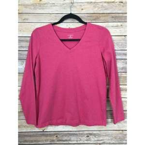 Lands End XS V Neck Supima Cotton Pink Tee B33